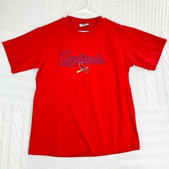 Vintage 90s St Louis Cardinals T-Shirt Mens M Red‎ Lee Sport Embroidered MLB Tee - Picture 1 of 7